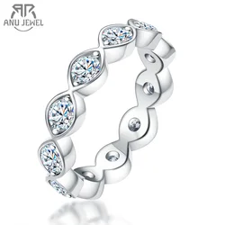 AnuJewel 3.5mm  VVS1 D Color Moissanite Diamond Eternity Wedding Band Ring 925 Sterling Silver Rings Jewelry Wholesale