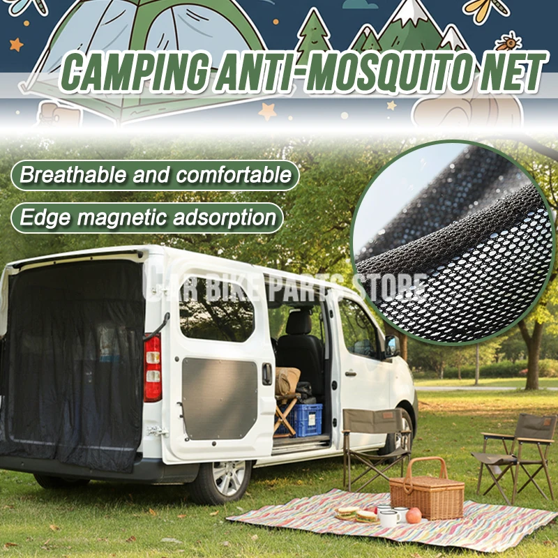 Car Tailgate Mosquito Net Magnetic Curtains Trunk Ventilation Mesh Screen Sliding Door Flyscreen Mesh Van Fly Net For VW T5 T6