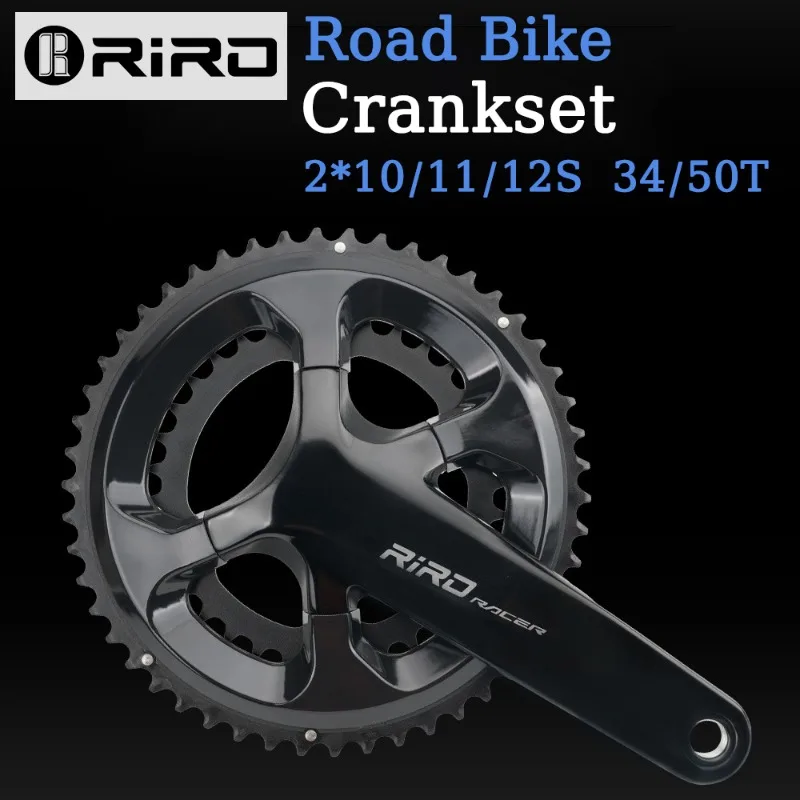 

RIRO Road Bike Crankset 110BCD 2*11/12S Bicycle Crankset with BB 34/50T Ultralight 170mm Crank Triple Chainring for SRAM SHIMANO