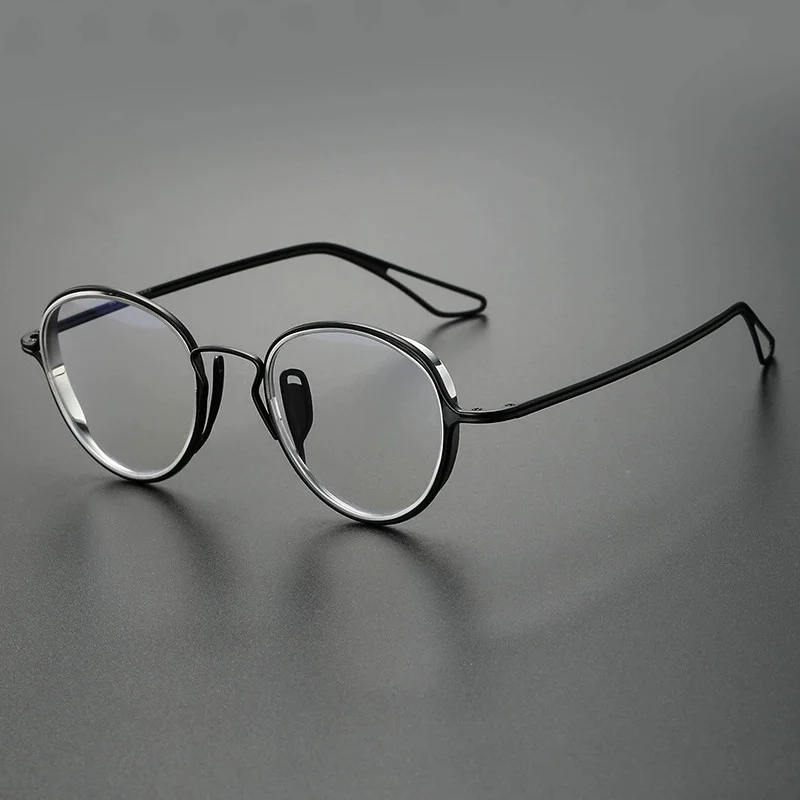 Belight Optik Desain Jepang Titanium Murni dengan Bingkai Pelek Penuh Asetat Kacamata Resep Pria DTX-100