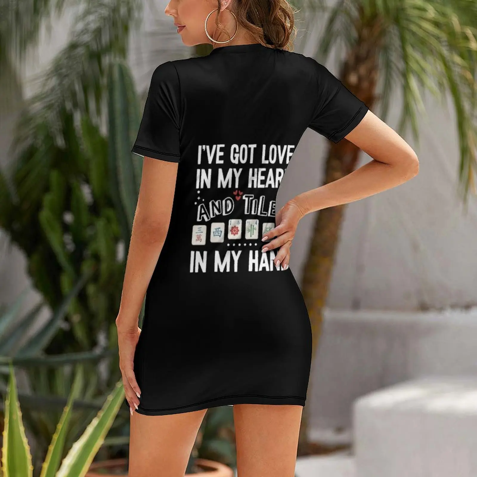 Got Love In My Heart And Tiles In My Hand Mahjongg Game Short Sleeved Dress Women's dresses Dress vintage