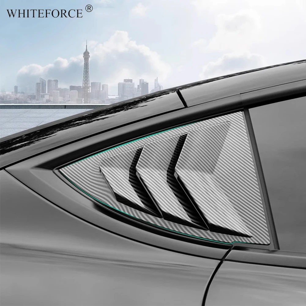 For Tesla Model 3/Y 2017-2024 Rear Triangle Window Trim Covers  Model Y Shutter Window ABS Gloss Carbon Fiber Decorative Plate