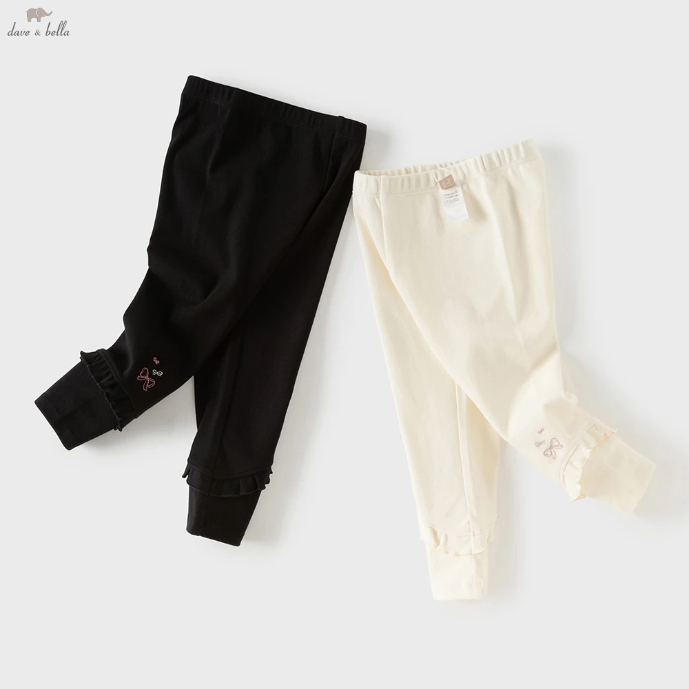 Dave Bella Children's Spring Cotton Light Leggings Pants Girls Autumn Elastic Trouses Kids 1-7 Years Leggings Outdoor DB1260887