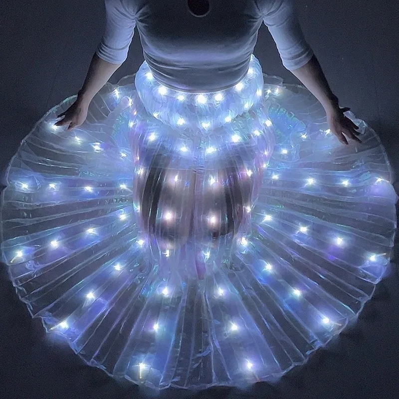 Jupe lumineuse LED colorée pour femme, costume de danse pour filles, accessoires de performance de danse du ventre, robe de fête d'Halloween et de Noël, 1PC