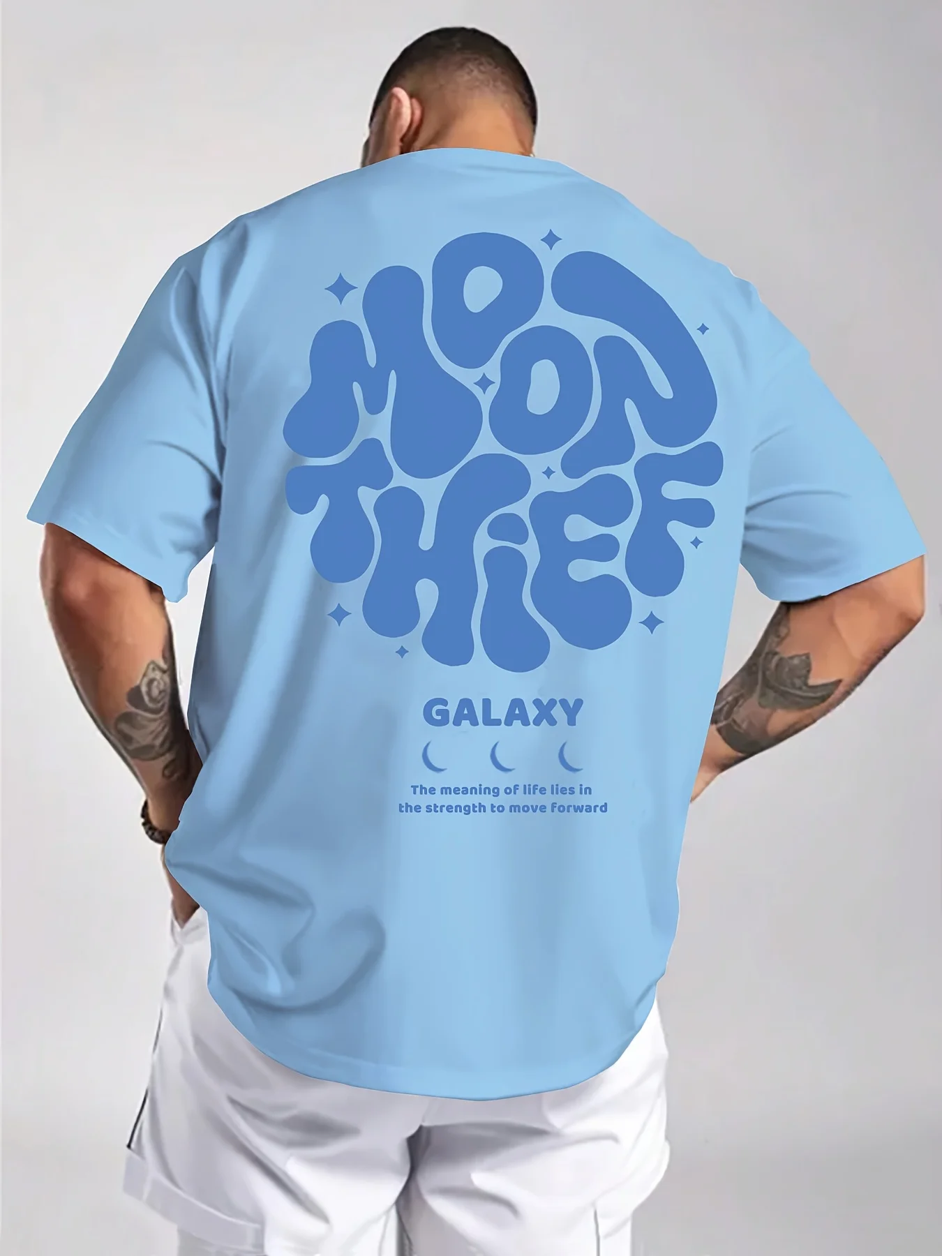 Trendy Summer Essential Black Tee with Galaxy Moon Thief Graphic Made of 100% Cotton Comfortable and Lightweight for Men