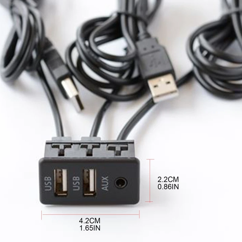 Uniwersalny Panel do deski rozdzielczej samochodu podtynkowy Port USB Panel łódź Auto 3.5mm przedłużacz kabla AUX Adapter do ciężarówki motocykl wodoodporny