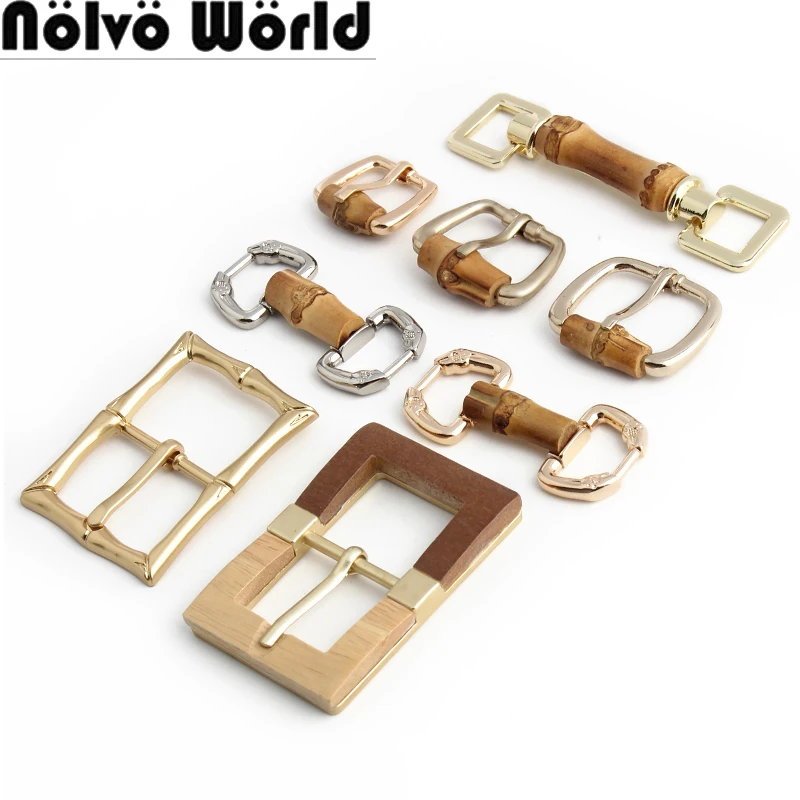 20/29/32MM Natural Bamboo Root Pin Buckle Metal Hanger For Bags Shoudler Belt Wood Buckles Connector Anchor Hooks Accessories