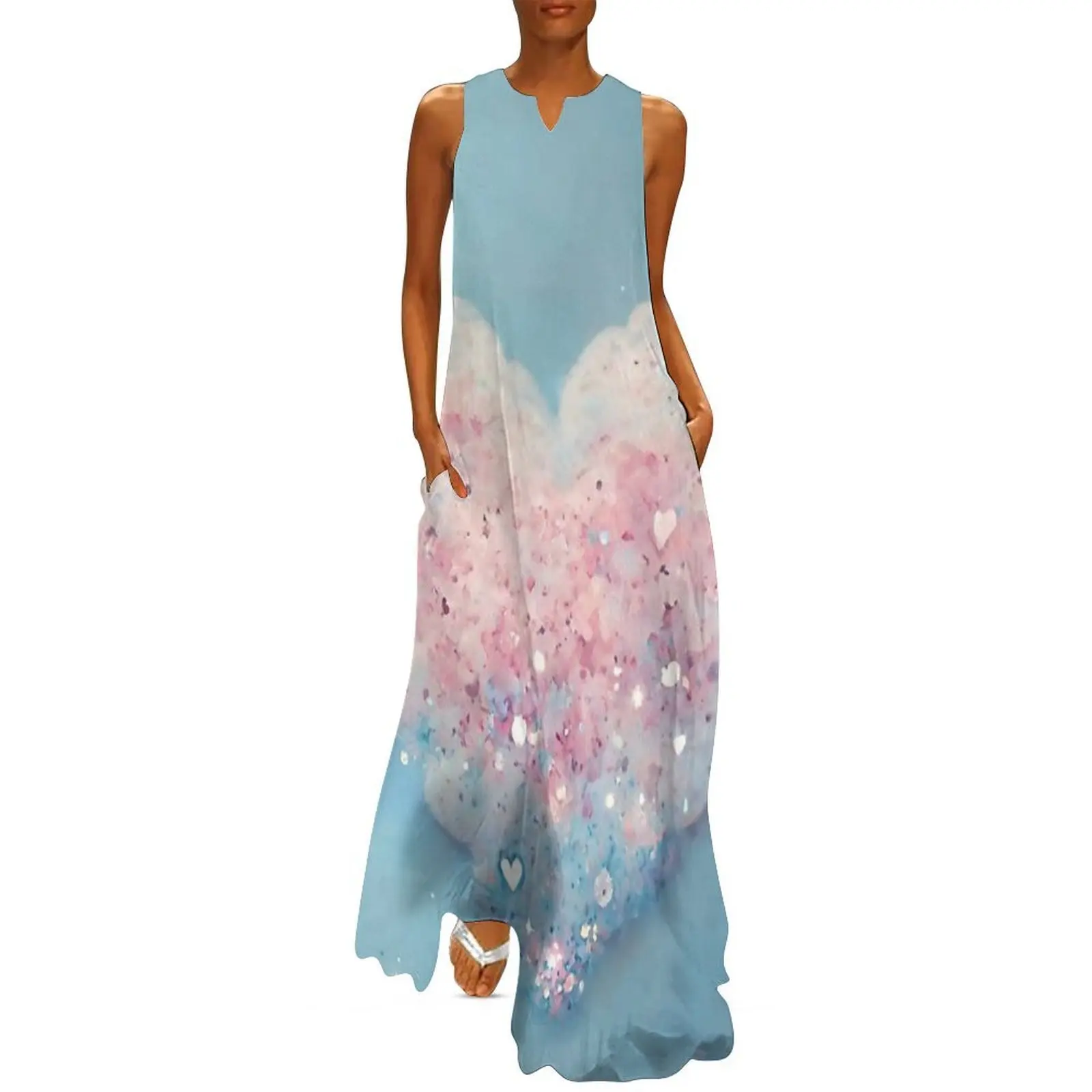 

Cutesy Pastel Heart Sparkles Glitter Cloud Long Dress elegant women's sets women's dresses luxury luxury woman evening dress