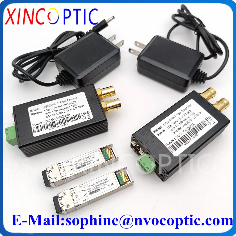 

1Ch Mini Typ 12G SDI Optic Converter With Reverse Tally and Loopout/Loopback 20km SX LC SFP Broadcasting Fiber Transmission