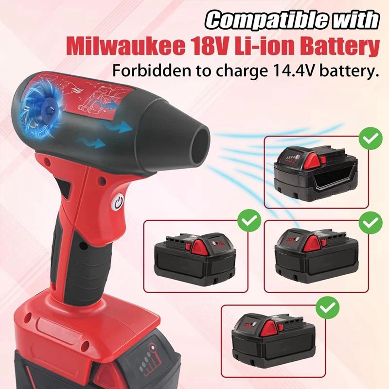 Imagem -06 - Portátil Mini Blower para Milwaukee Silent Turbo Fan 18v M18 Bateria sem Fio de Alta Velocidade Ventilador Portátil para Teclado e Carro