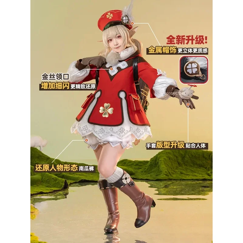 

Аниме игра Хэллоуин костюм Genshin Impact Klee карнавальный костюм милый костюм Лоли для девочек полный комплект шляпы