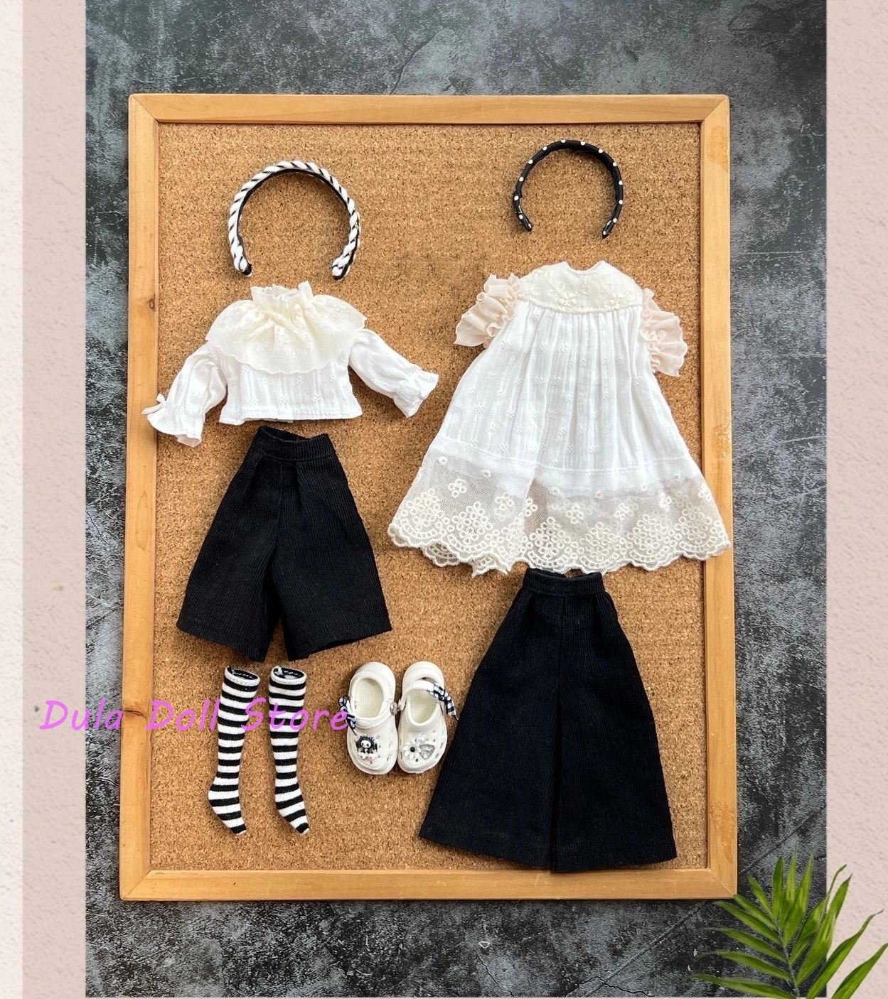 Ubranka dla lalek Dula, czarno-biały strój dla sióstr, pasuje do Blythe, Qbaby, ob24, ob22, Landazz, Landoudou, Azone, Licca, ICY, JerryB, 1/6