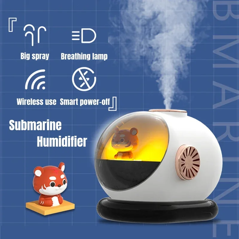 1200mAh Battery Portable Wireless Ultrasonic Cool Mist Table Humidifier Creative Submarine Air Humidifier Purifier USB Charging