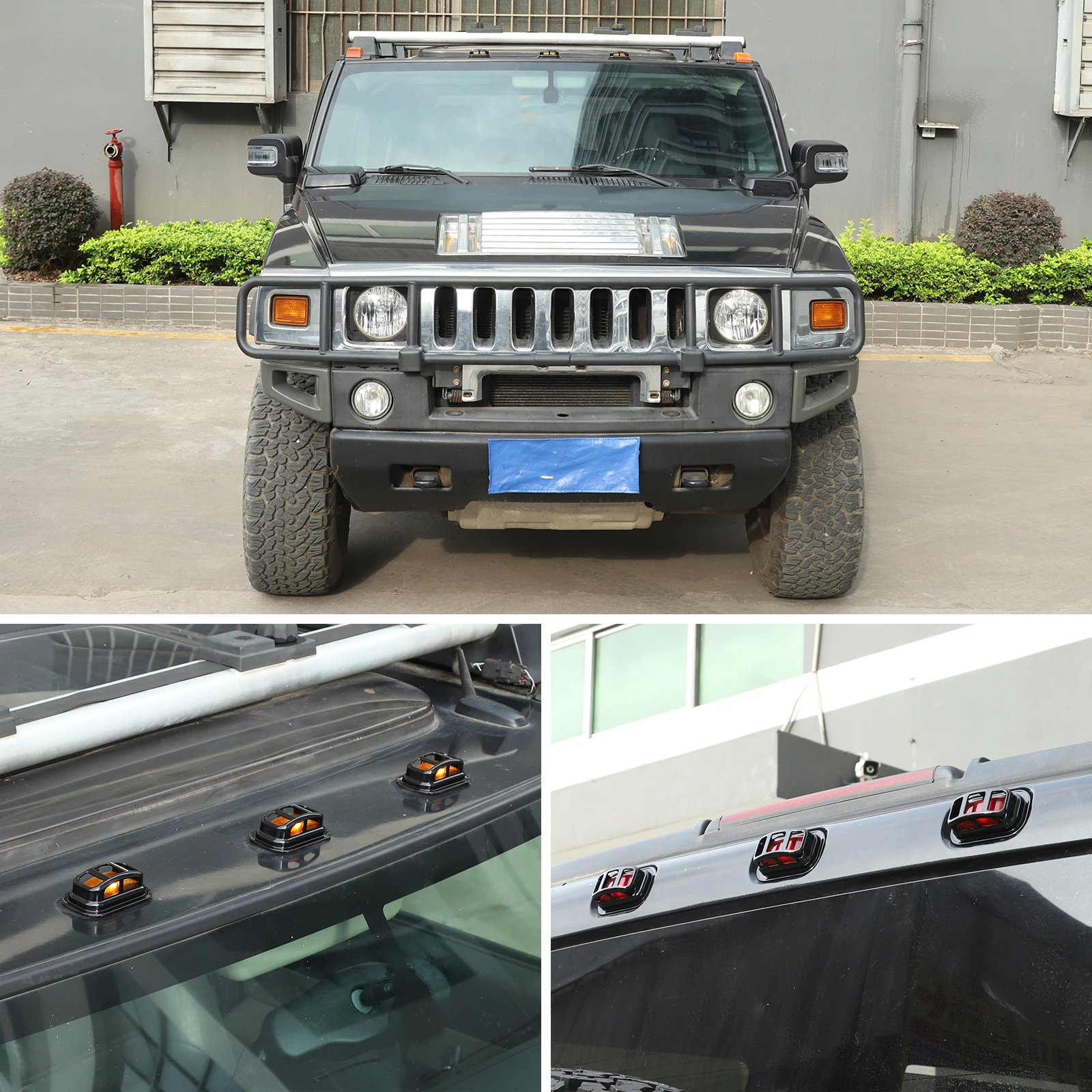 غطاء شبكي واقي لإضاءة السقف الأمامي والخلفي ABS، غطاء شبكي واقٍ لإشارة الانعطاف الجانبية لملحقات هامر H2 2003-2009 #4