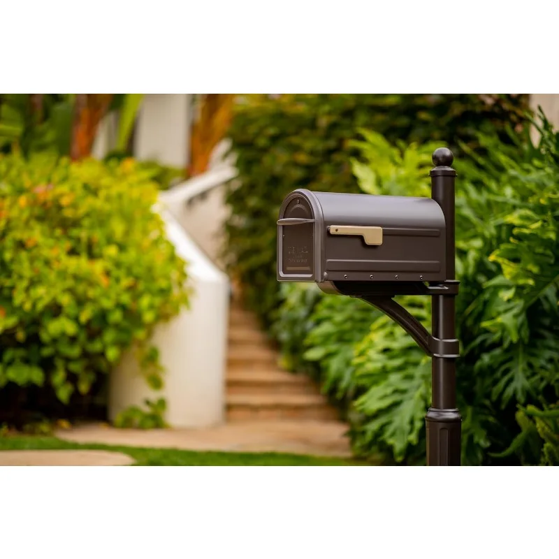 Mapleton Galvanized Steel Post Mount Mailbox, Compatibility Code F, 7900-2RZ-CG-10, Rubbed Bronze