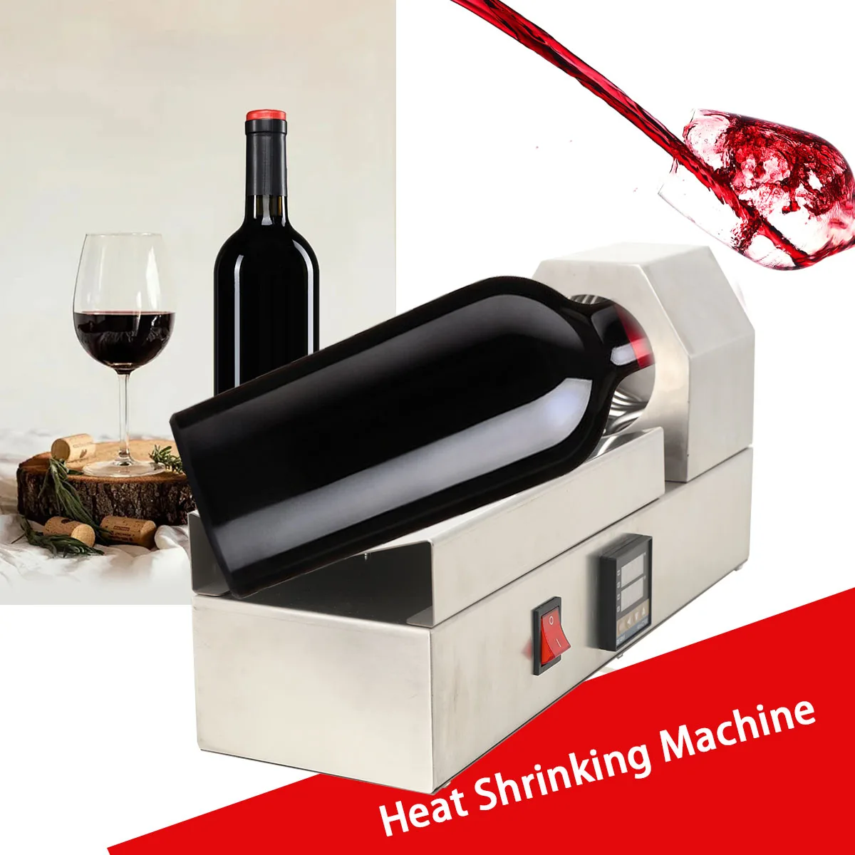 1000W Red Wine Bottle Cap Lids Shrinking Machine Sleeve Thermal Wrap Shrinker Heating 110V