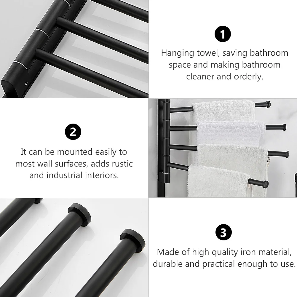 

Industrial Heavy Duty 4-Bar Swivel Wall Mount Towel Rack Storage Holder for Bathroom Kitchen Industrial Towel Rack