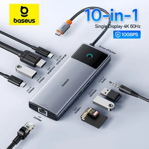 Baseus 10GBPS USB C HUB 4K 60Hz Tipo C a HDMI RJ45 Ethernet PD 100W para MacBook iPad Sumsang PC Tablet Teléfono USB 3.2 Gen 2 Hub 8 mejores ventas USB Hub 3.2 - №5