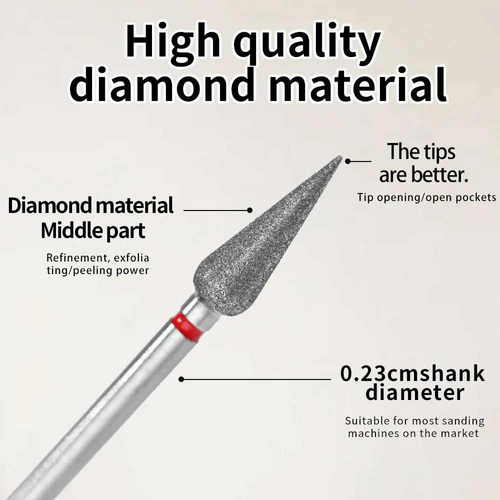 لقم مثقاب أظافر ماسية، نتوءات مزيل مسامير القدم، مقاومة للحرارة ومتينة، لإزالة طلاء عين الجل/القطط، أدوات مانيكير احترافية #3