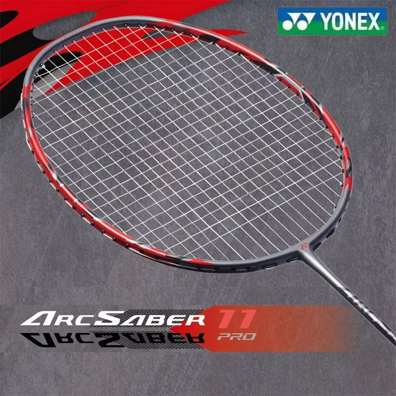Raqueta de Bádminton Yonex Bow and Arrow ARCSABER 11 PRO de Alta Calidad, Fibra de Carbono de Alta Velocidad, Raqueta Profesional de Bádminton con Línea
