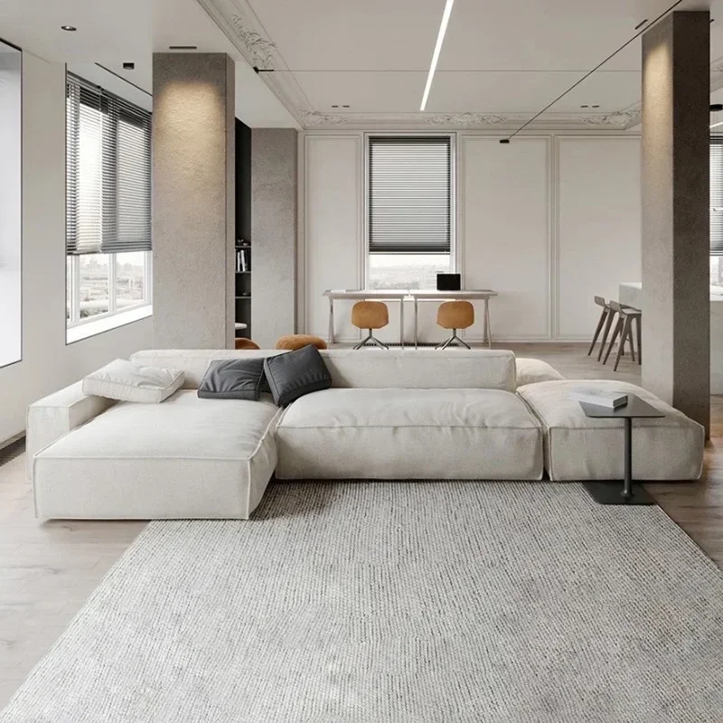 Style square sofa without armrests Technology cloth module Wide sofa Tofu block Single small apartment