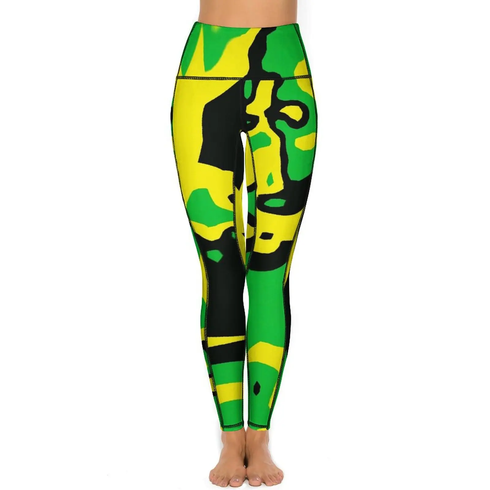 Jamaica Flag Leggings Colors of Jamaica Art Gym Yoga Pants High Waist Cute Leggins Stretch Graphic Sports Tights Birthday Gift