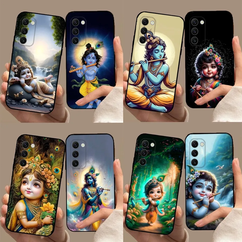 Indian God Lord Krishna Phone Case Phone Case for Samsung Galaxy A13,A21s,A22,A31,A32,A52,A53,A71,A80,A91, Soft Black Cover