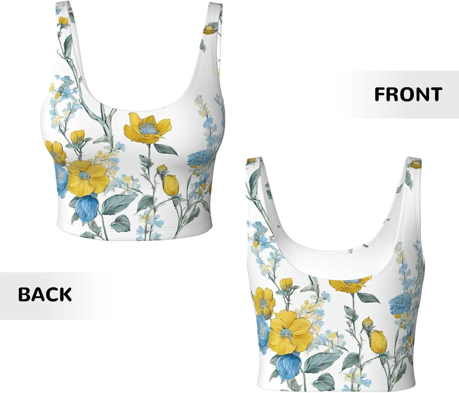 ブルーフラワー花柄バラプリントプリントレディーススポーツベストダンスヨガベストプリントスポーツブラトップベスト