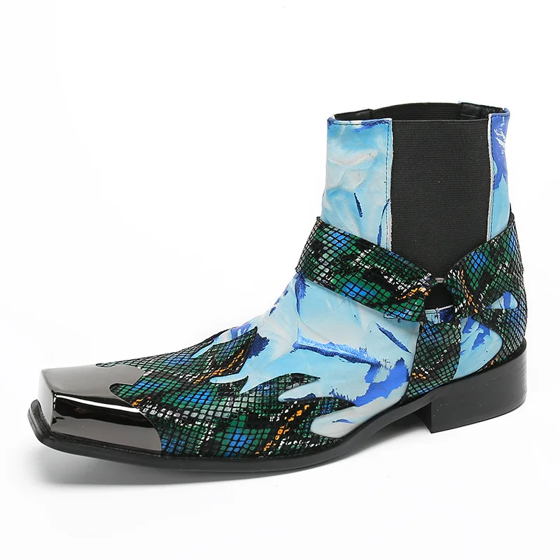 

Роскошные ботильоны из натуральной кожи с острым носком на молнии, мужские элегантные ботинки из натуральной кожи, металлические уличные черные ботинки на молнии с носком