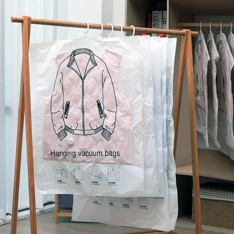 2 Stück Hängende Kompressionsbeutel zur Aufbewahrung von Daunenjacken, Mänteln, Anzügen, Kleidern, große Vakuum-Staubschutzhülle, Kleiderschrank-Organizer