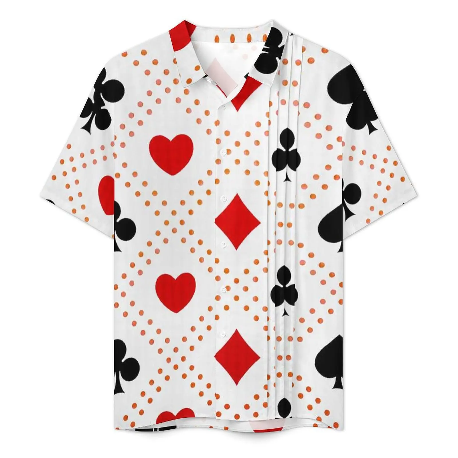 Poker Heart Casual Shirt Card Pattern Red Queen Vintage Hawaii Shirts Man Short Sleeve Beach Street Style Oversized Blouses