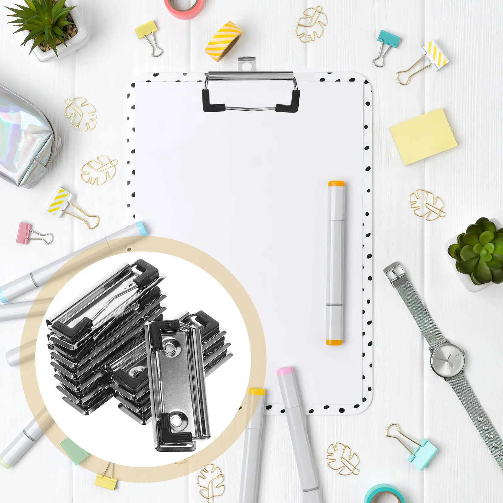 

10pcs Metal Clipboard Document Board Clamps Replacement File Binder Clamps School Office Home Supplies Writing Board