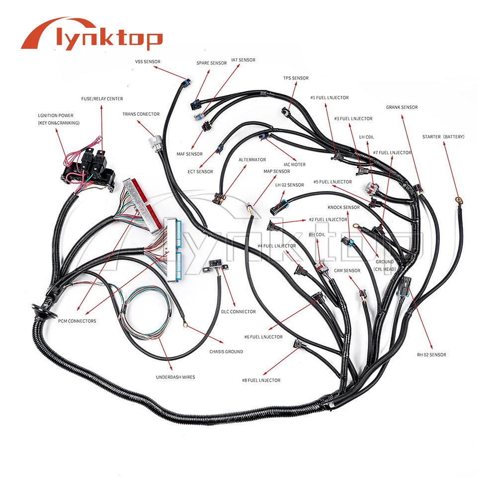 4L60E Complete Engine Standalone Wiring Harness W/EV1 Fuel Injector Connectors  for 1997-2006 DBC LS1 4.8 5.3 6.0