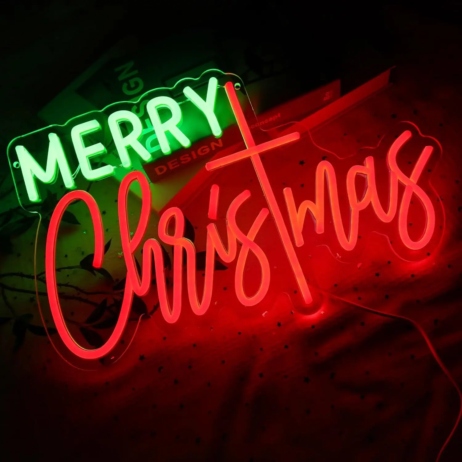 Wesołych Świąt Neon Sign Art Letters Glowing Neon Led Light Sign Xmas Wall Decor For Room Decoration Home Party Shop Dimmable