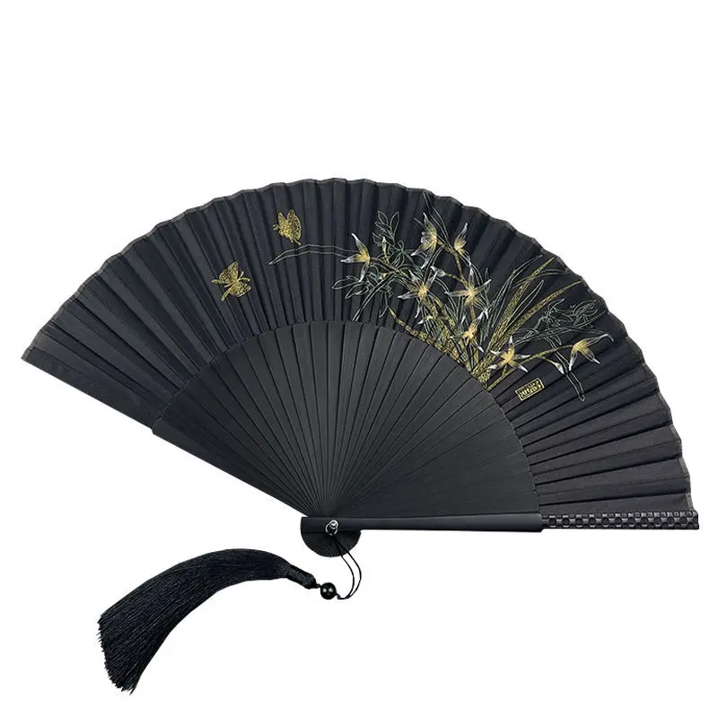 

Portable Antiquity Folding Fan Chinese Classical Cheongsam Hanfu Matching Hand Fan Catwalk Dance Performance Props Ventilador