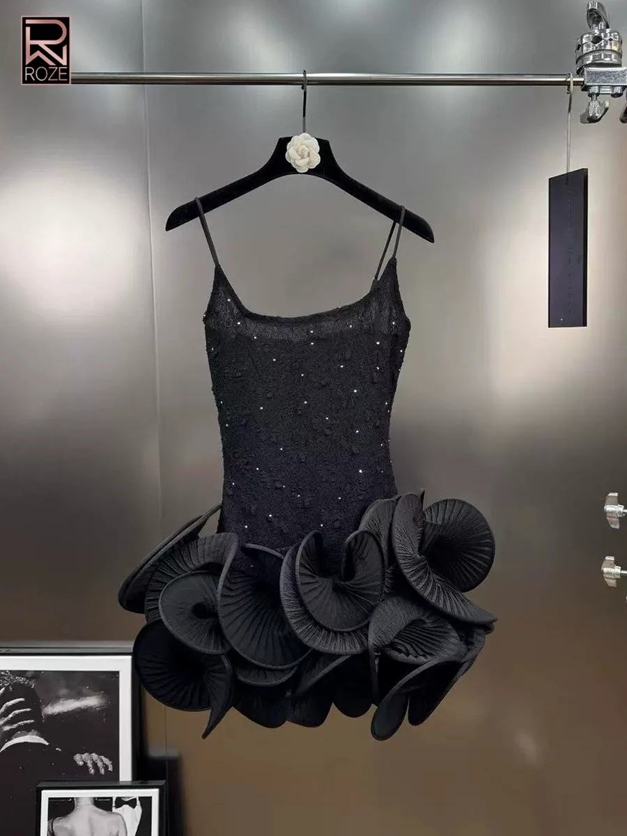 Abiti eleganti dimagranti trasparenti con giunture a caldo per le donne Abito con fiori 3D patchwork senza maniche con scollo quadrato femminile