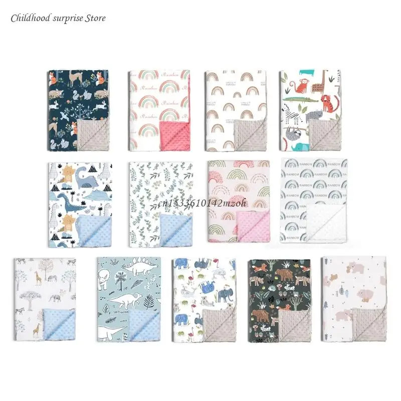 Lovely Printed Dot Baby Blanket Double Layer Toddler Receiving Blanket Throw Soft Plush Minky Baby Blanket Dropship