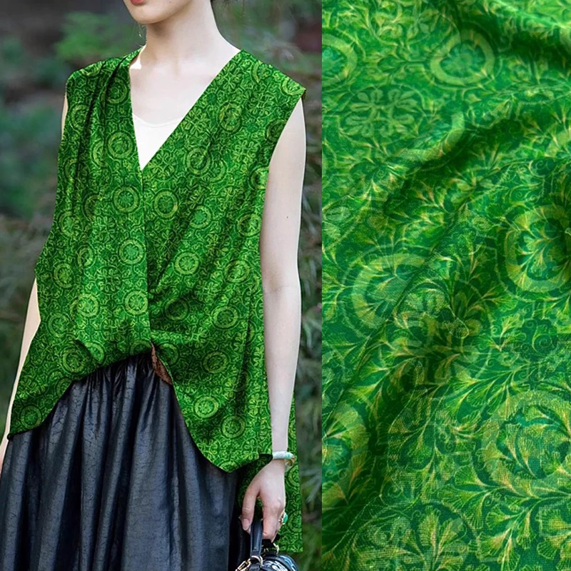 Tela De Seda De Estilo Chino Verde Jacquard De 114Cm De Ancho Y 26Mm Para Vestido Fresco De Verano, Pijamas, Pantalones, Falda, Material De Costura Diy R4054 — -13%, 8.04€ Coupon, from 49.39€ – 13% descuento – €49.39