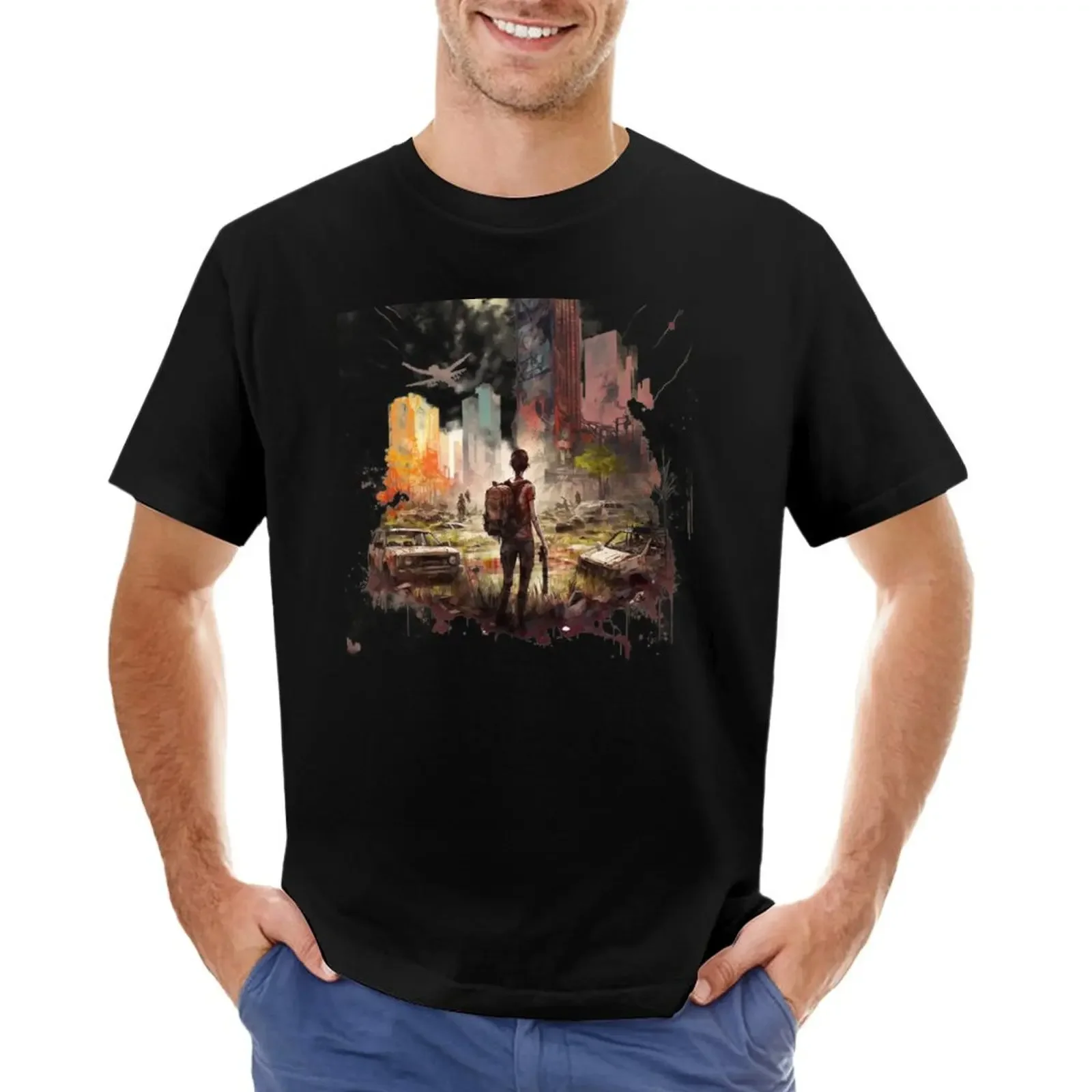 Post Apocalyptic world - inspired by the last of us T-shirt vintage clothes heavyweights new edition mens vintage t shirts