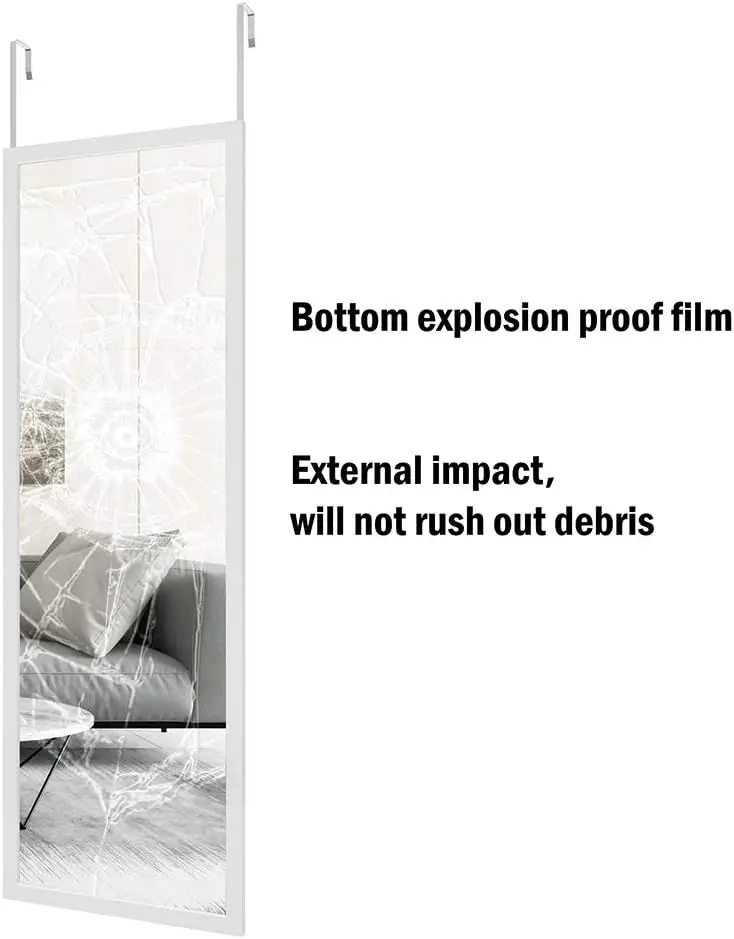 48x16 Inch Full Length Mirror with Metal Hangers for Wall or Door Mount in Bedroom Living Room Bathroom