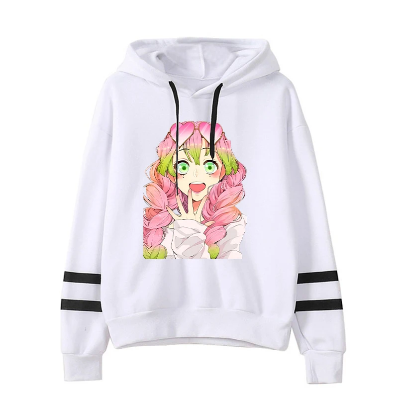 

New Fashion Anime Kanroji Mitsuri Printing Hoodies Unisex Autumn And Winter Sweatshirt Sports Loose Stripe Hoodie Casual Tops