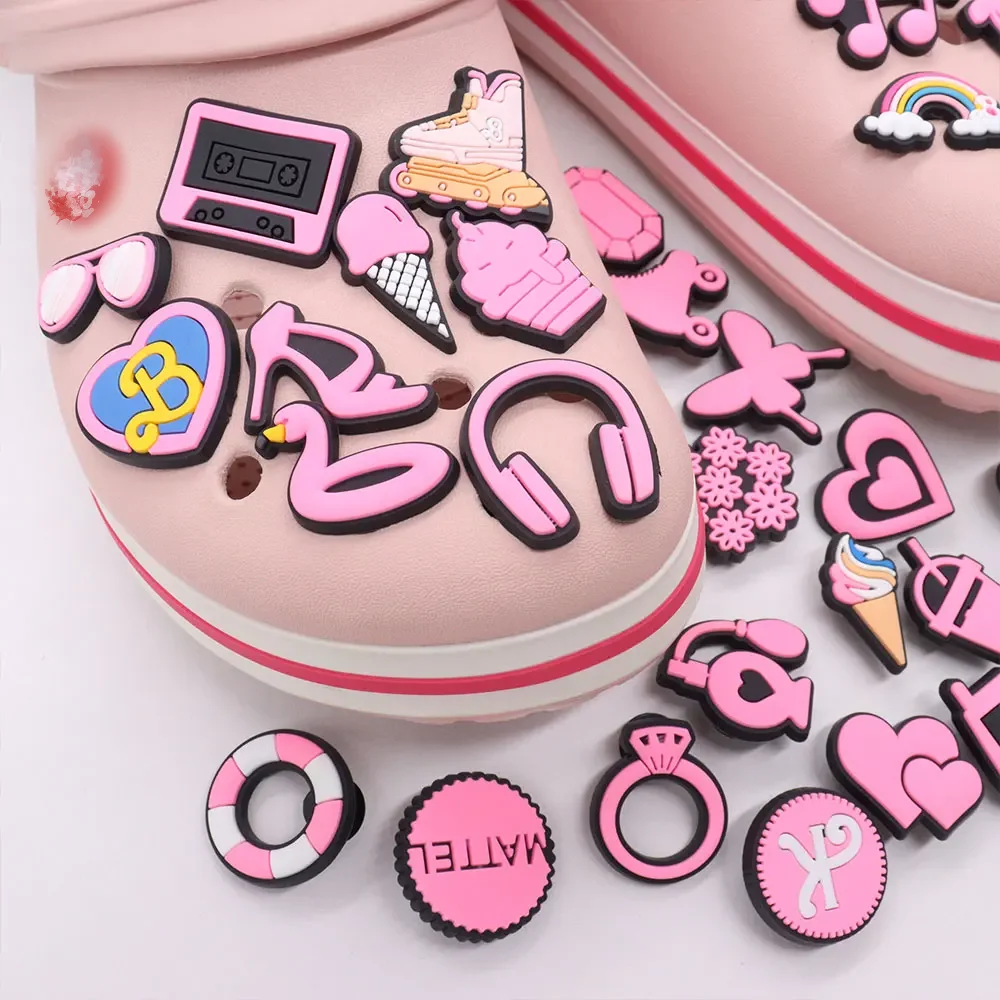 سحر الأحذية البلاستيكية للأطفال ، خاتم فراشة وردي ، نجمة ، إكسسوارات أحمر شفاه على شكل قلب ، ديكور حذاء صندل ، هدية عيد الميلاد ، تخفيضات كبيرة ، 1 روض #3