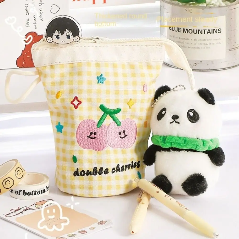 

Dopamine Plaid Pen Bag Contrast Color Japanese style Cute Pencil Case Check pattern Large Capacity Pencil Bag Office Supplies