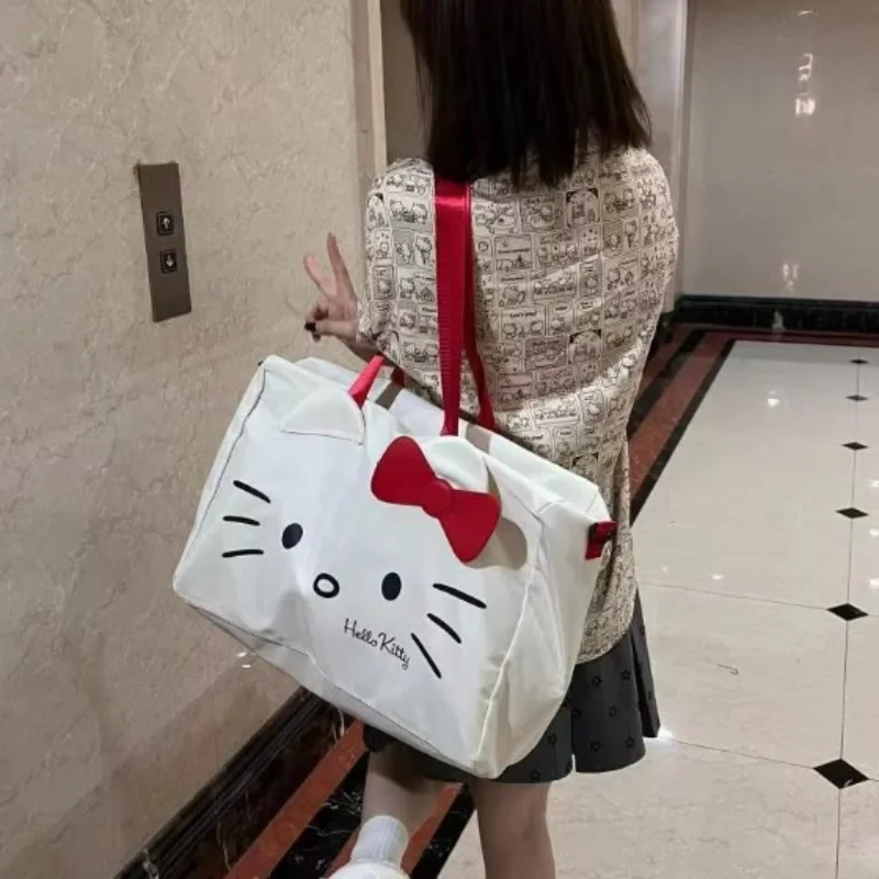 Hello Kitty Travel Bags Women Handbag Kawaii Foldable Waterproof Large Capacity Luggage Bag Storage Bag Tote Bag Hot Pink