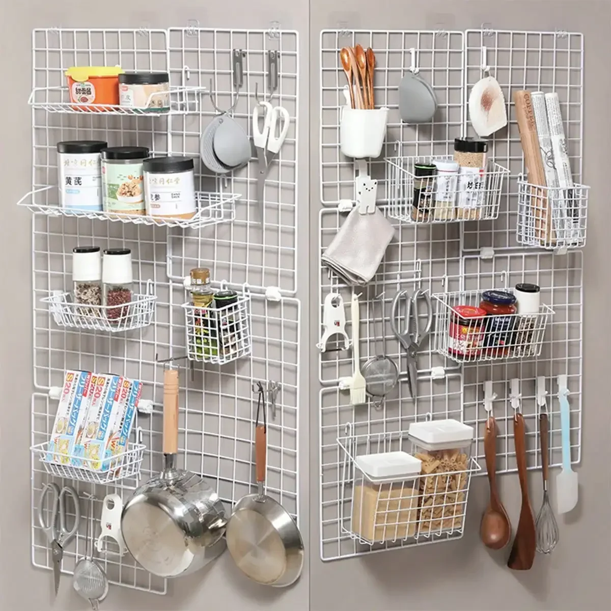 Wall-Mounted Wire Grid Panel Organizer Hanging Display Wall Storage Multiple-Purpose Mesh Shelf Holder Wire Notice Board Hanger