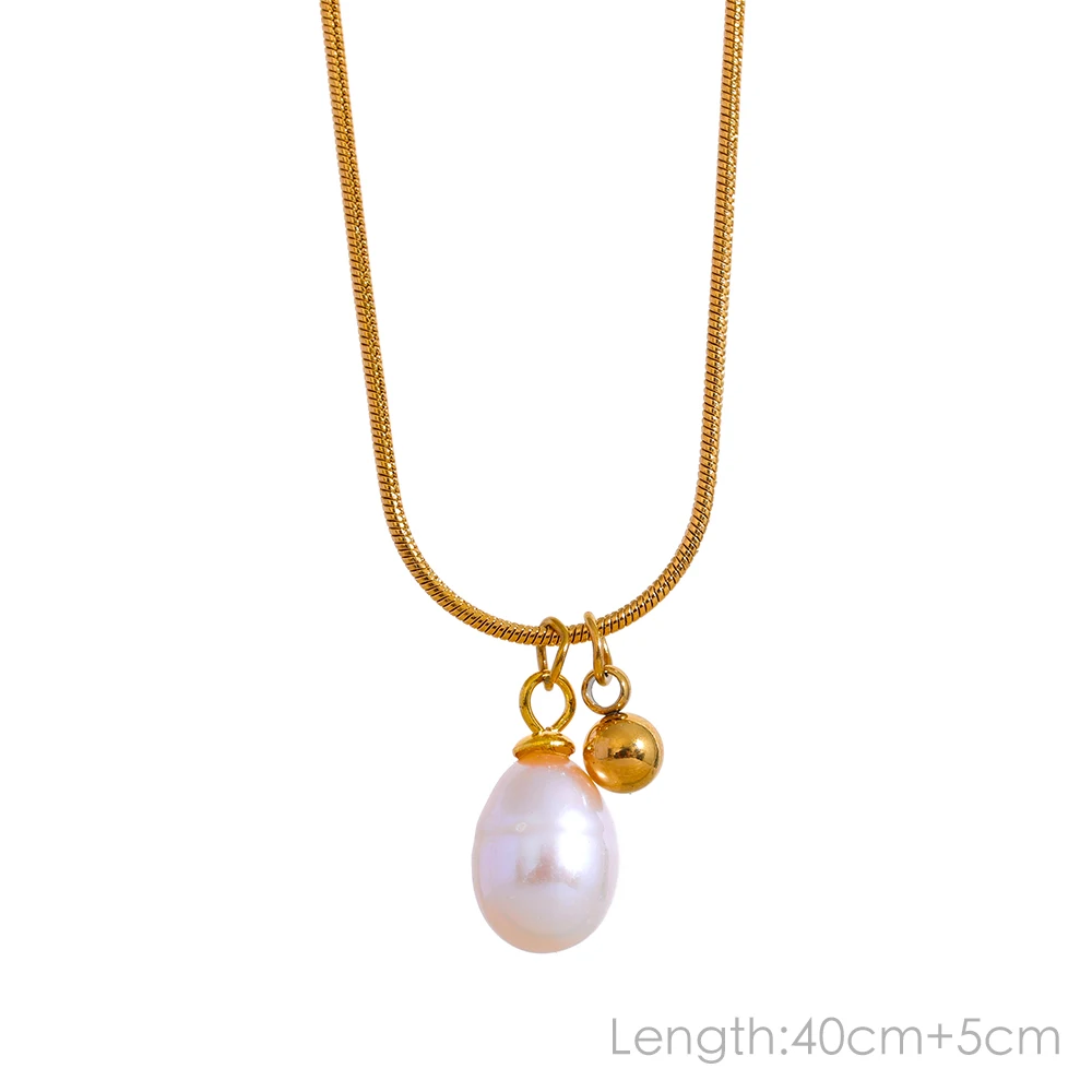 Yhpup Anlauffreie natürliche Perlen, schicke, exquisite Halskette, dünne Kette, Edelstahl, minimalistischer Charm-Kragen, Schmuck für Damen