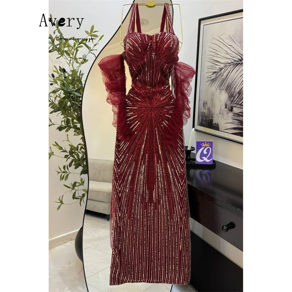 

Avery Custom Red Off Shoulder Fishtail Thin Shoulder Strap Luxurious Evening Dresses for Events Luxury Elegant Party Dresses