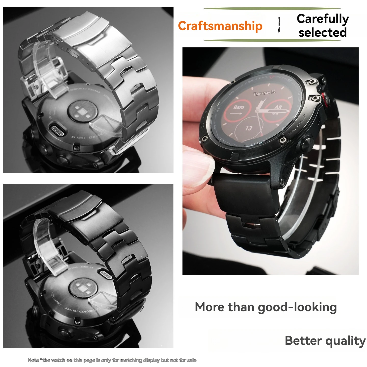 22 มม./26 มม.สแตนเลสสตีลสําหรับ Garmin Fenix 8/7X/6X Pro/5X Plus/Heavy Duty Quick Release สร้อยข้อมือโลหะสายพรีเมี่ยม