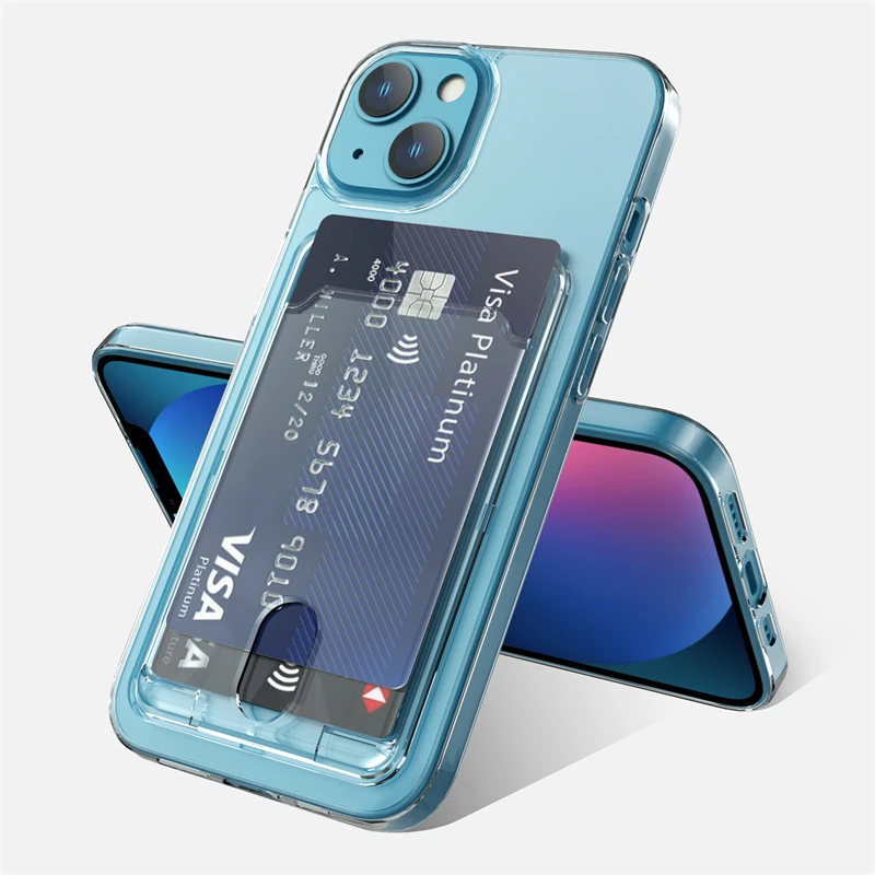 Luxus transparente Kartens teck platz halter Brieftasche Fall für iPhone 16 15 14 12 11 13 Pro Max Plus XR stoß feste klare Acryl Hardcover