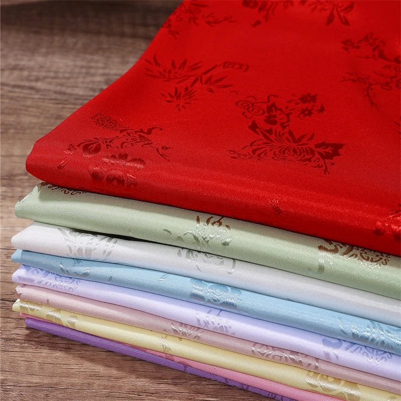 Plum Orchid Bamboo Chrysanthemum Jacquard Silk Satin Fabric Ancient Chinese-Style Embroidery Sewing Material Horse-Face Skirt